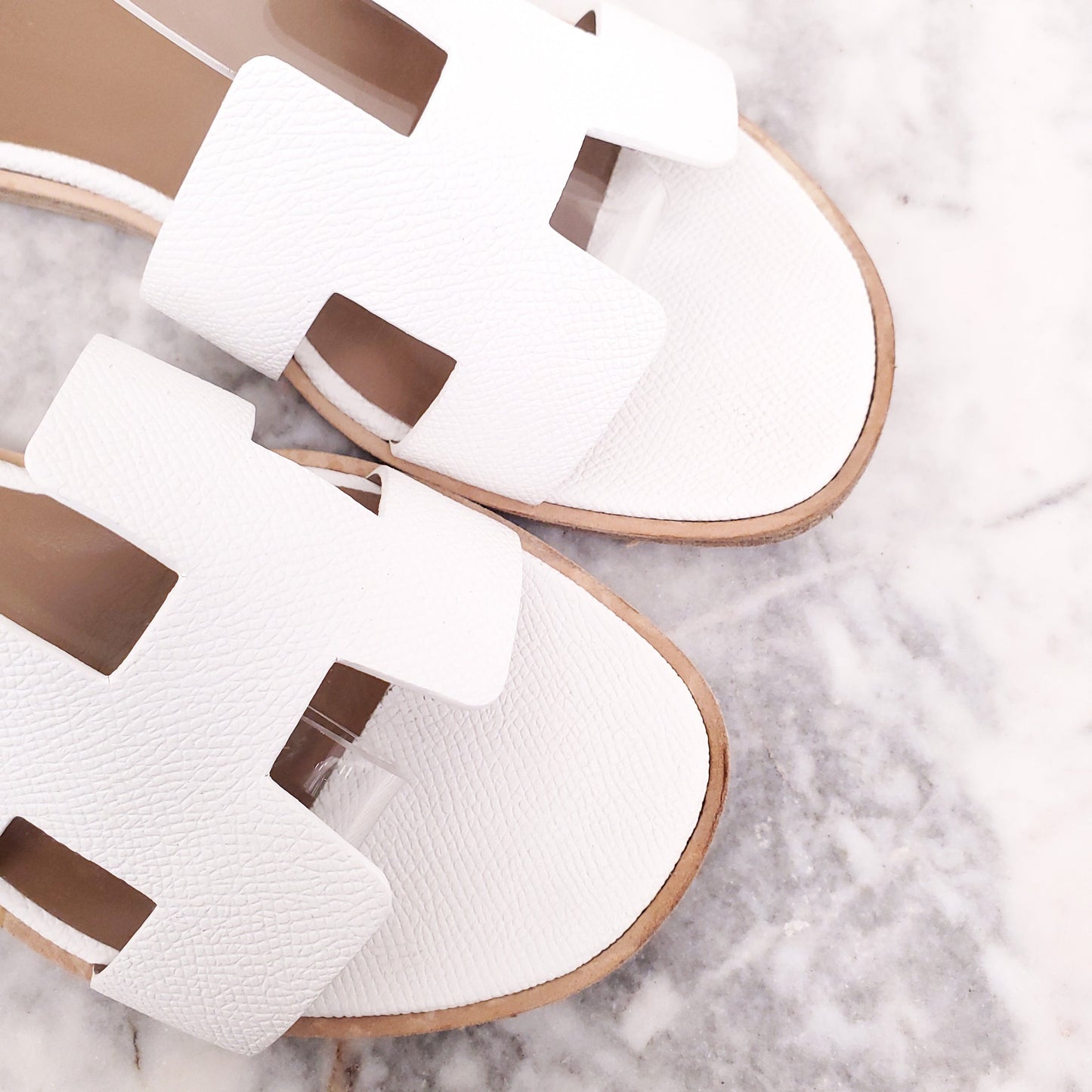 HERMES WHITE LEGEND SANDALS - SIZE 36