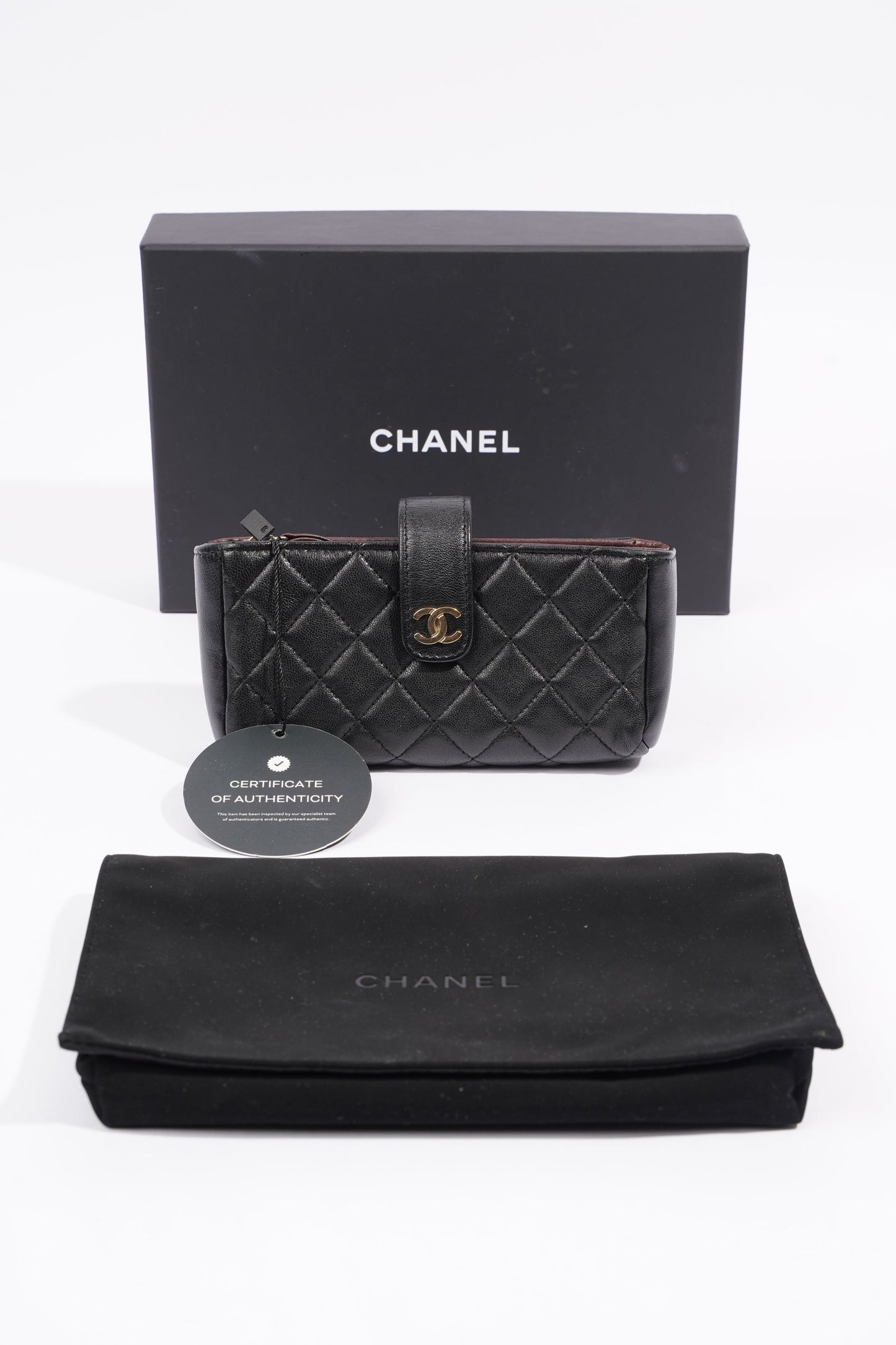 Chanel Zip Wallet Black Lambskin Leather