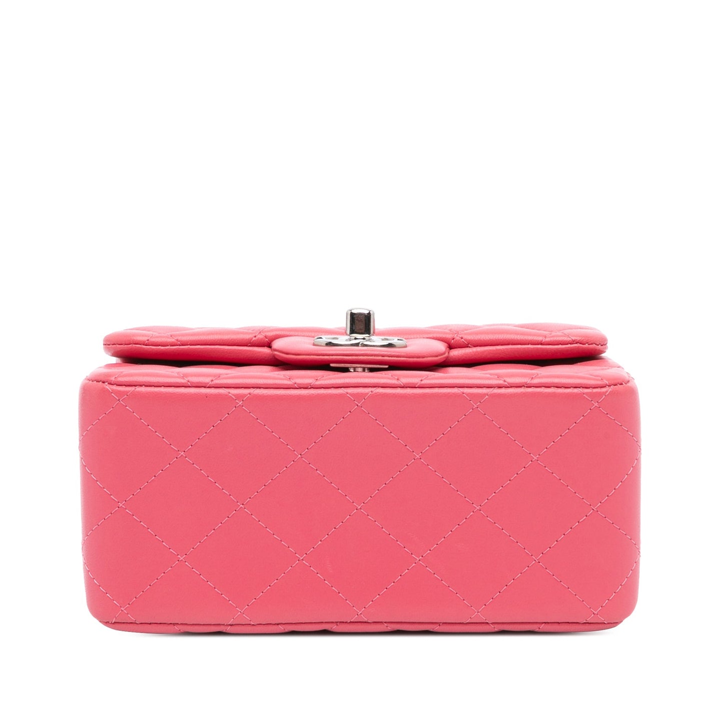 Pink Chanel Mini Square Classic Lambskin Single Flap Crossbody Bag