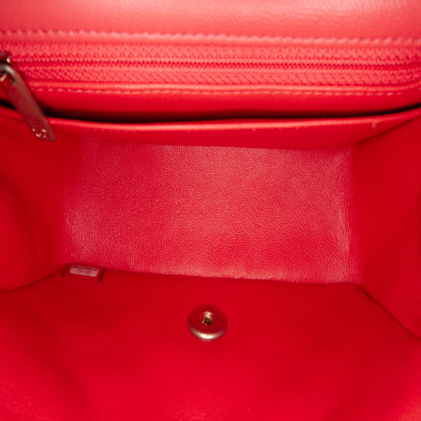Red Chanel Mini Square Classic Lambskin Single Flap Crossbody Bag