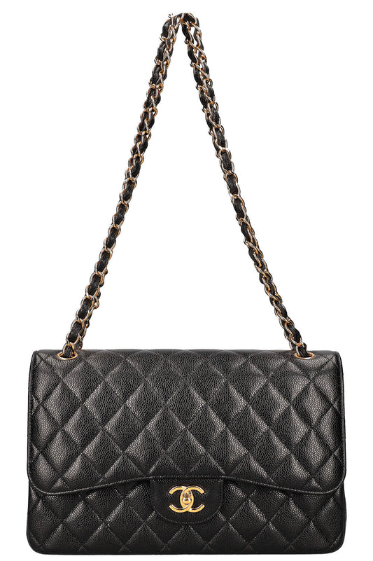 CHANEL Double Flap Bag Large Caviar Black