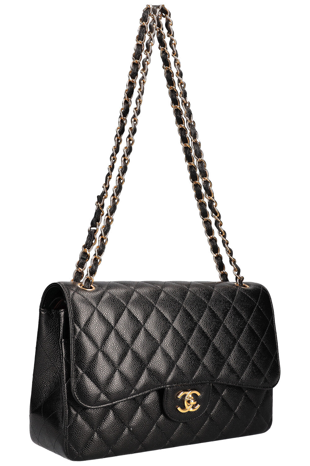 CHANEL Double Flap Bag Large Caviar Black
