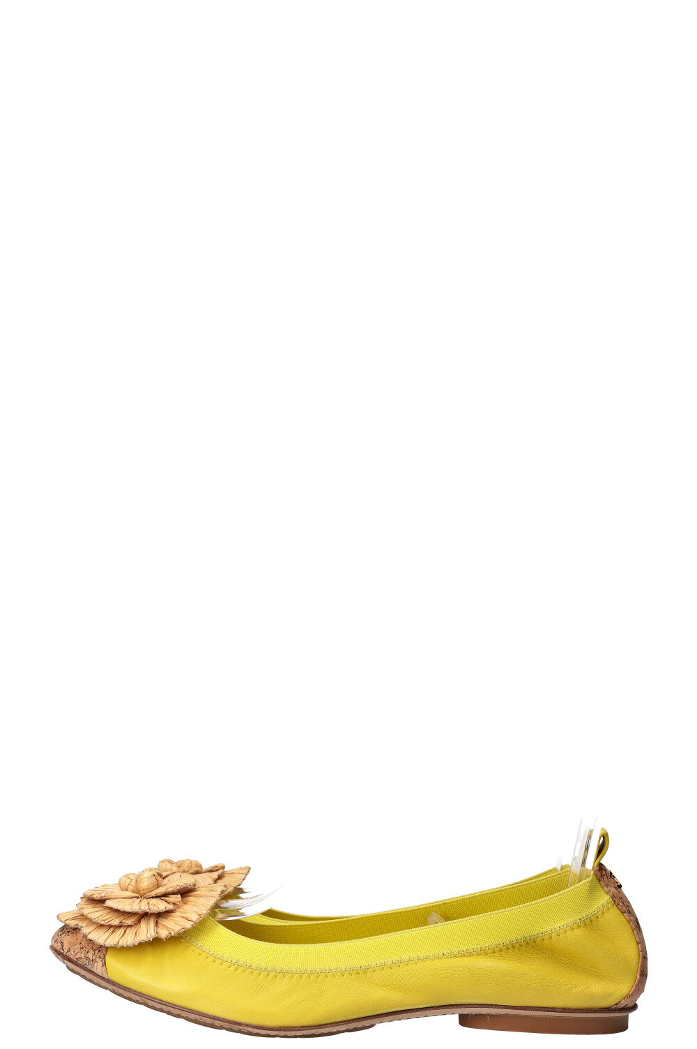 CHANEL Raffia Flats Yellow