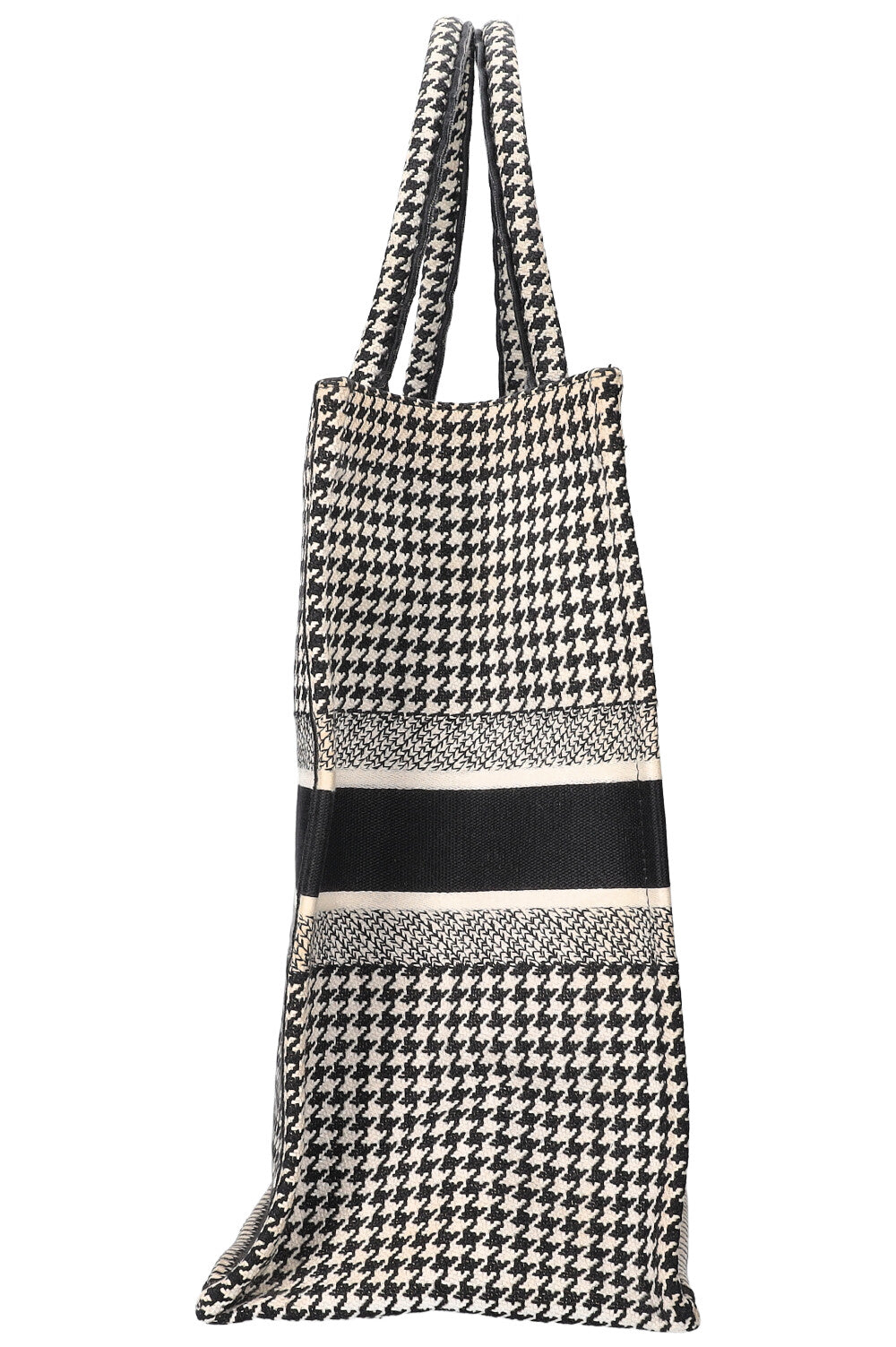 CHRISTIAN DIOR Houndstooth Book Tote Black & White