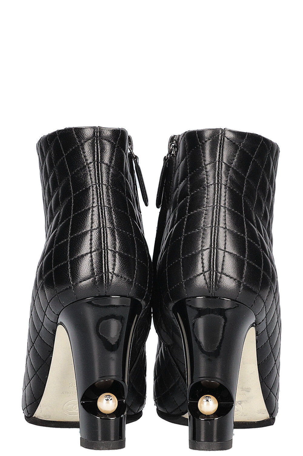 CHANEL Quilted Pearl Boots Black