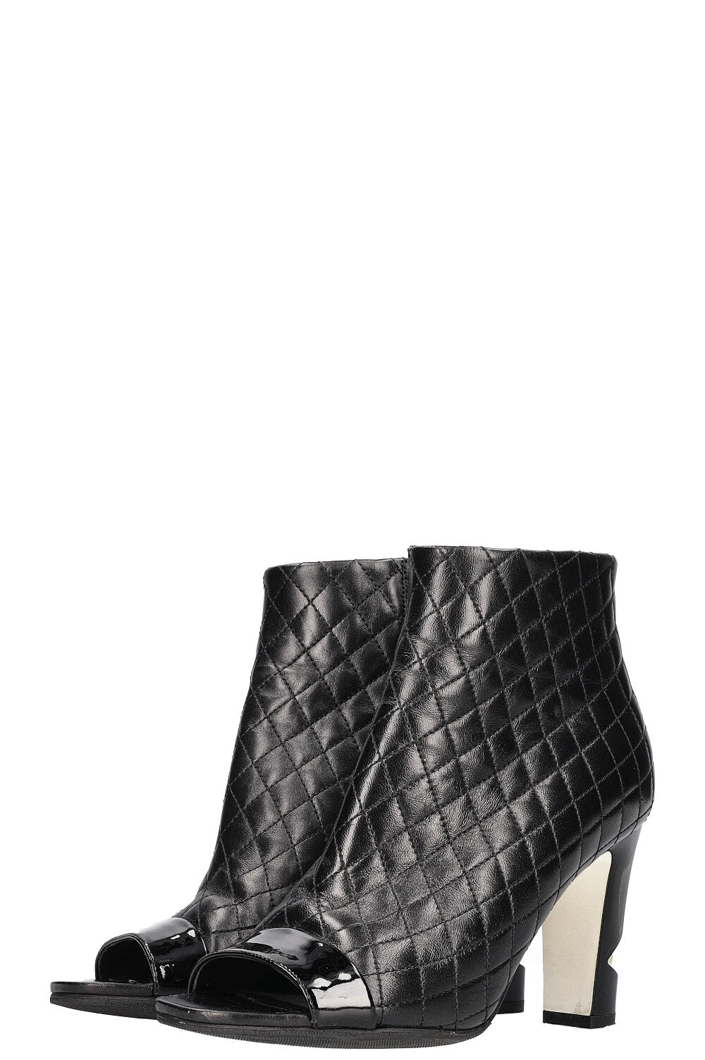 CHANEL Quilted Pearl Boots Black