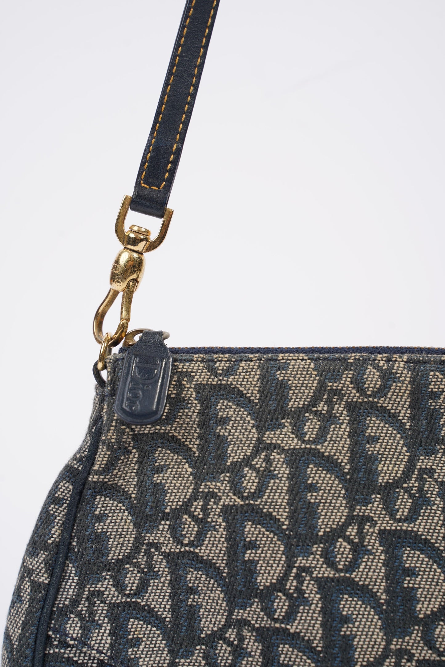 Christian Dior Mini Saddle Blue And Grey Oblique Canvas