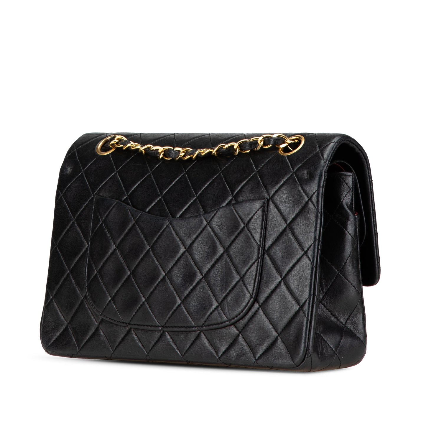Black Chanel Medium Classic Lambskin Double Flap Shoulder Bag