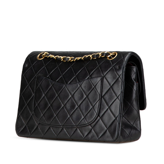 Black Chanel Medium Classic Lambskin Double Flap Shoulder Bag