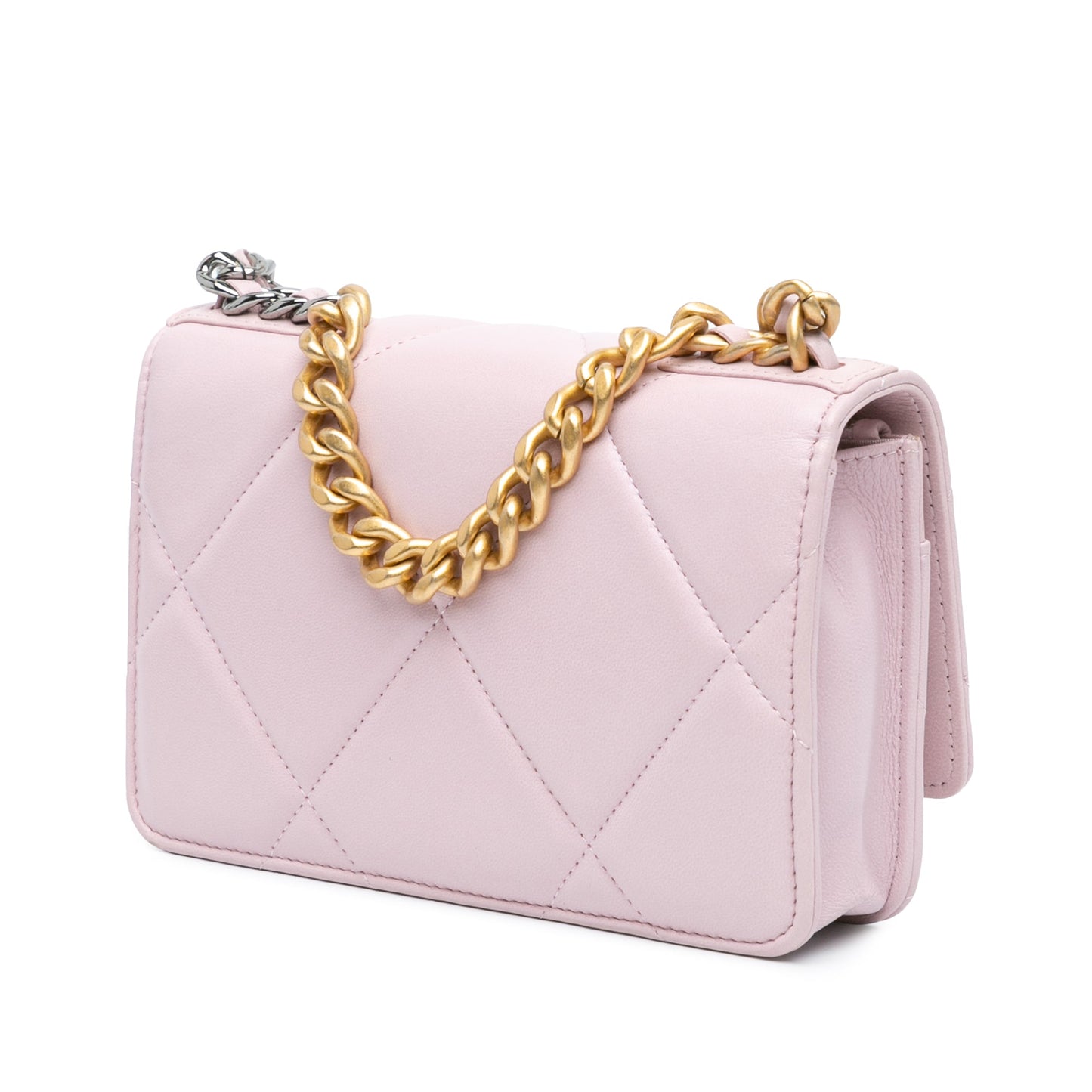 Pink Chanel Quilted Lambskin 19 Wallet on Chain Satchel