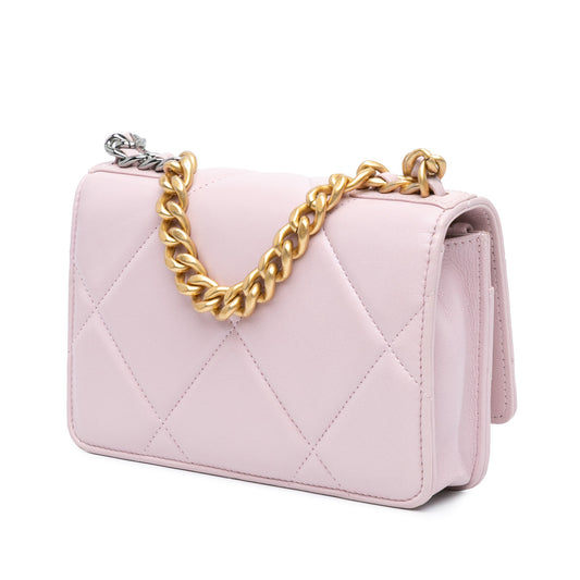 Pink Chanel Quilted Lambskin 19 Wallet on Chain Satchel