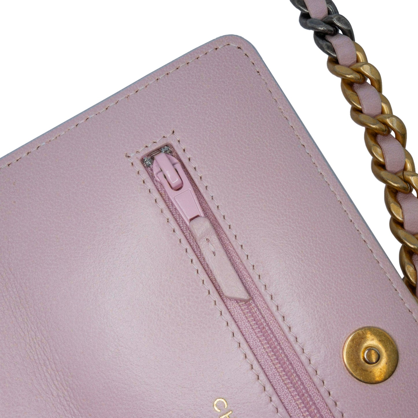 Pink Chanel Quilted Lambskin 19 Wallet on Chain Satchel