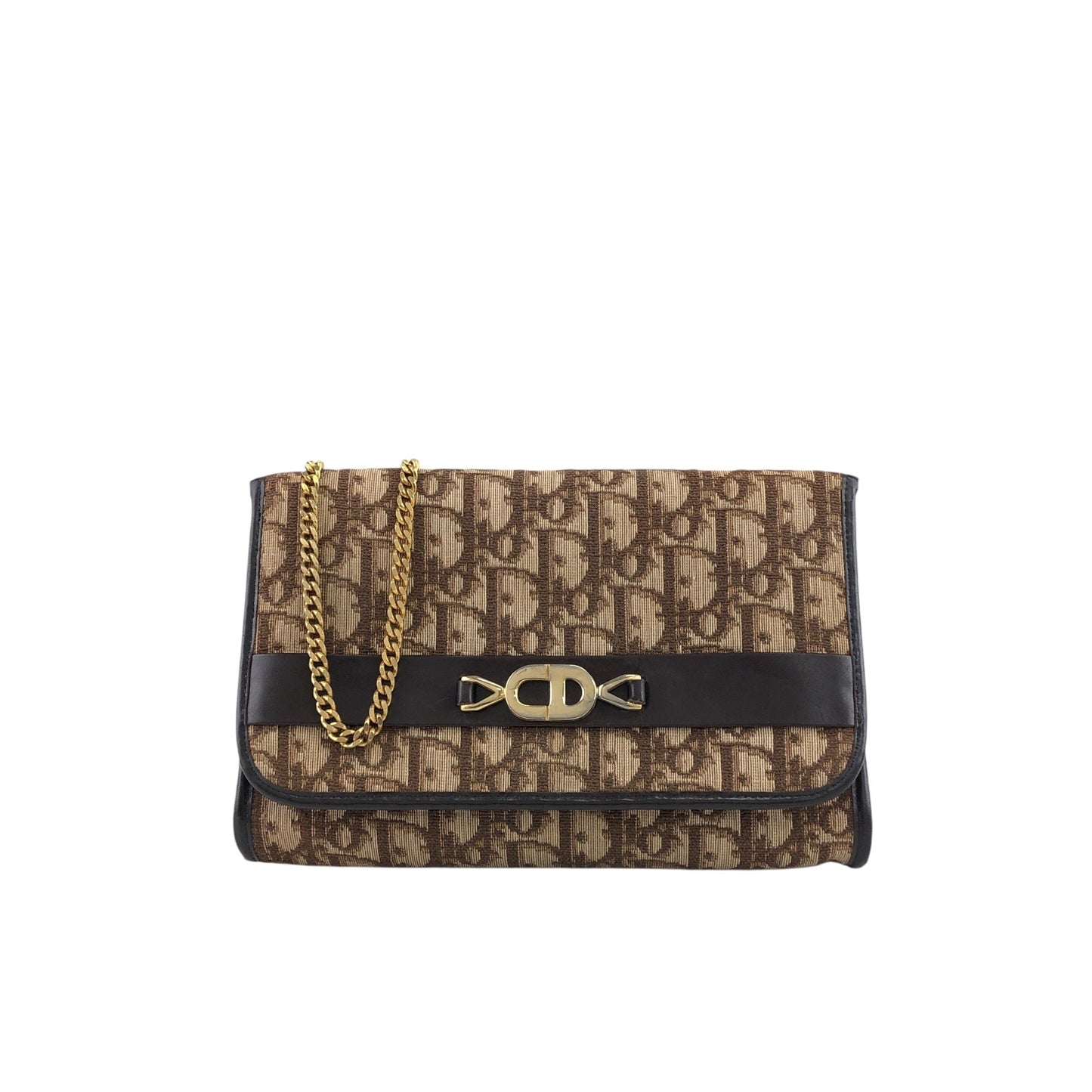 Christian Dior Trotter Chain Shoulder bag Brown Vintage mdfdd4