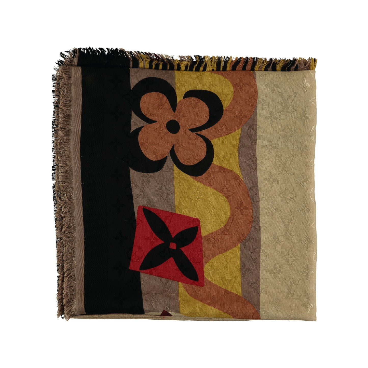LOUIS VUITTON Louis Vuitton Logo Monogram Jungle Fever Printed Silk & Wool Scarf