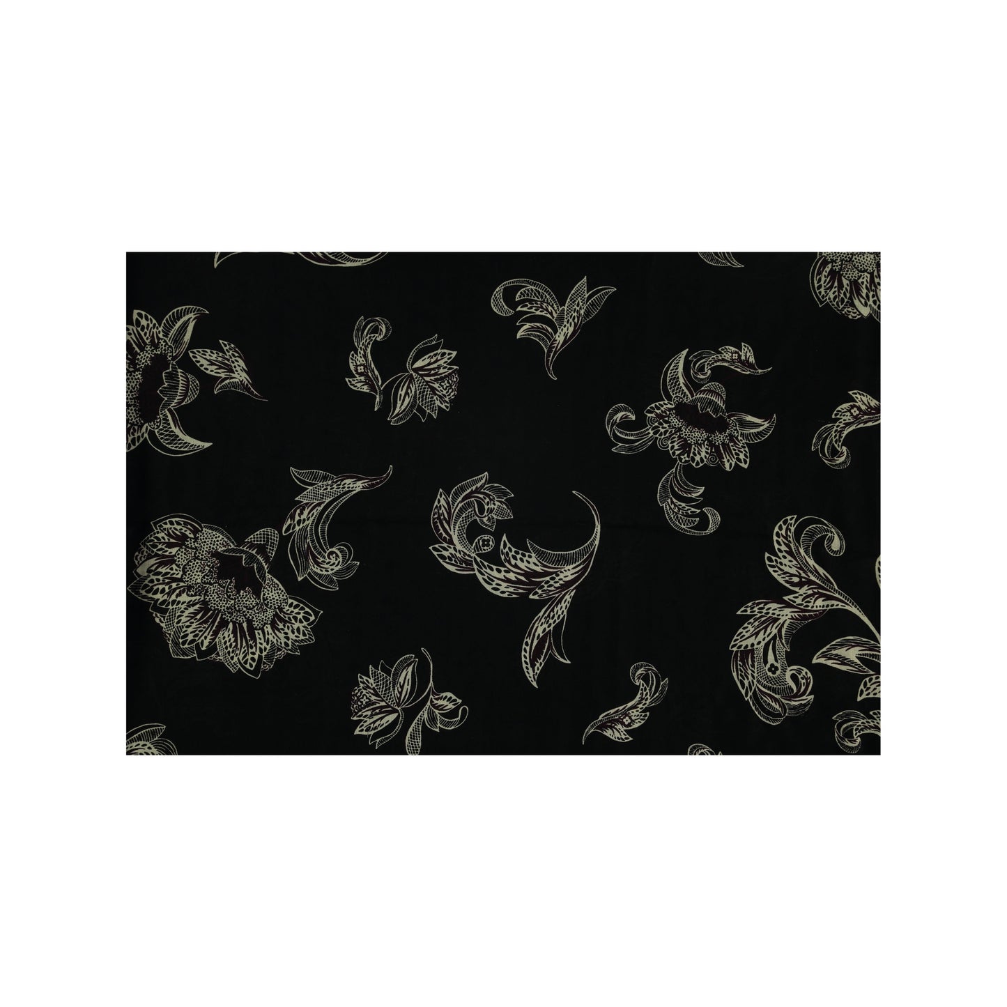 LOUIS VUITTON Louis Vuitton Black and White Floral Pattern Scarf