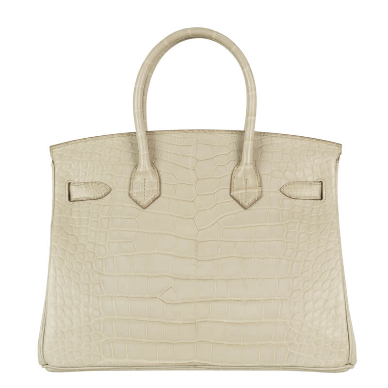 Hermès 30cm Birkin Beton Matte Alligator Palladium Hardware