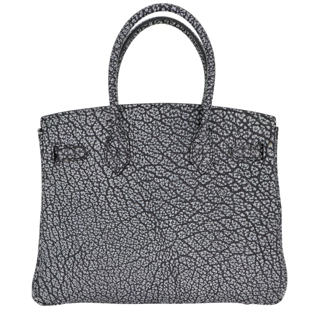 Hermès 30cm Birkin Black Dalmatian Buffalo Leather Palladium Hardware