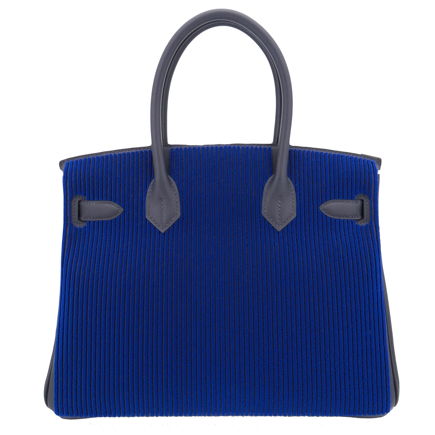 Hermès 30cm Birkin Bleu Saphir C√¥te √† C√¥te Tuffetage Caban Swift Leather Palladium Hardware