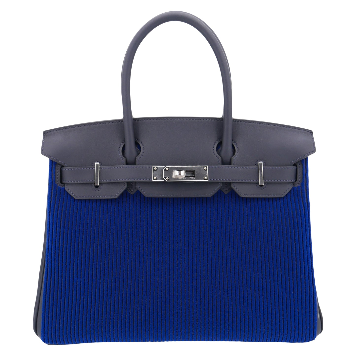 Hermès 30cm Birkin Bleu Saphir C√¥te √† C√¥te Tuffetage Caban Swift Leather Palladium Hardware