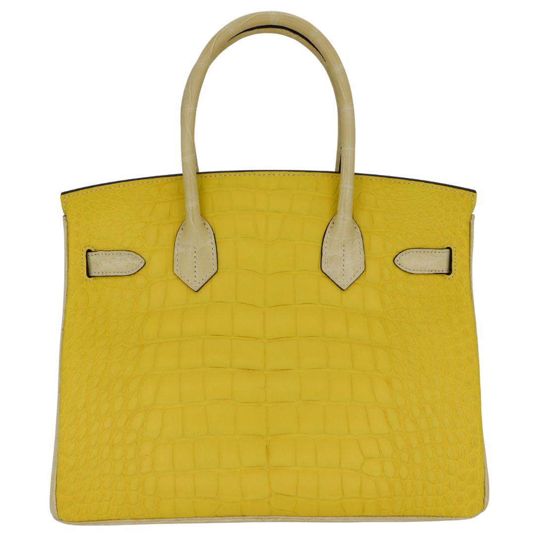 Hermès 30cm Birkin HSS Vanille/ Mimosa Matte Alligator Palladium Hardware