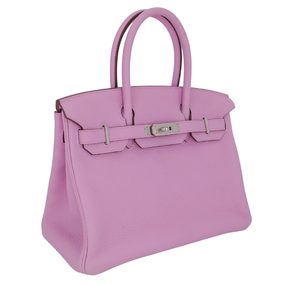 Hermès 30cm Birkin Mauve Sylvestre Clemence Leather Palladium Hardware