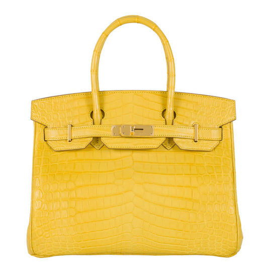 Hermès 30cm Birkin Mimosa Matte Niloticus Gold Hardware