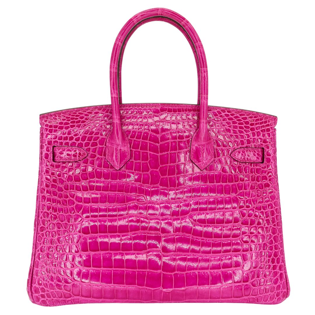Hermès 30cm Birkin Rose Scheherazade Porosus Crocodile Palladium Hardware