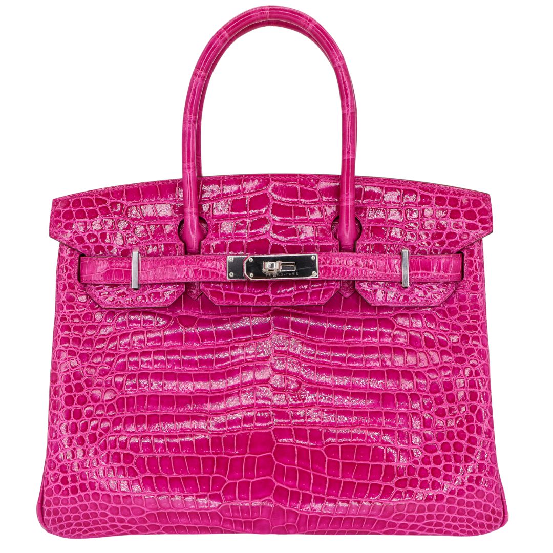 Hermès 30cm Birkin Rose Scheherazade Porosus Crocodile Palladium Hardware