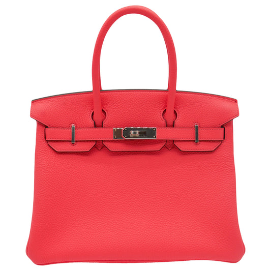 Hermès 30cm Birkin Rose Texas Clemence Leather Palladium Hardware