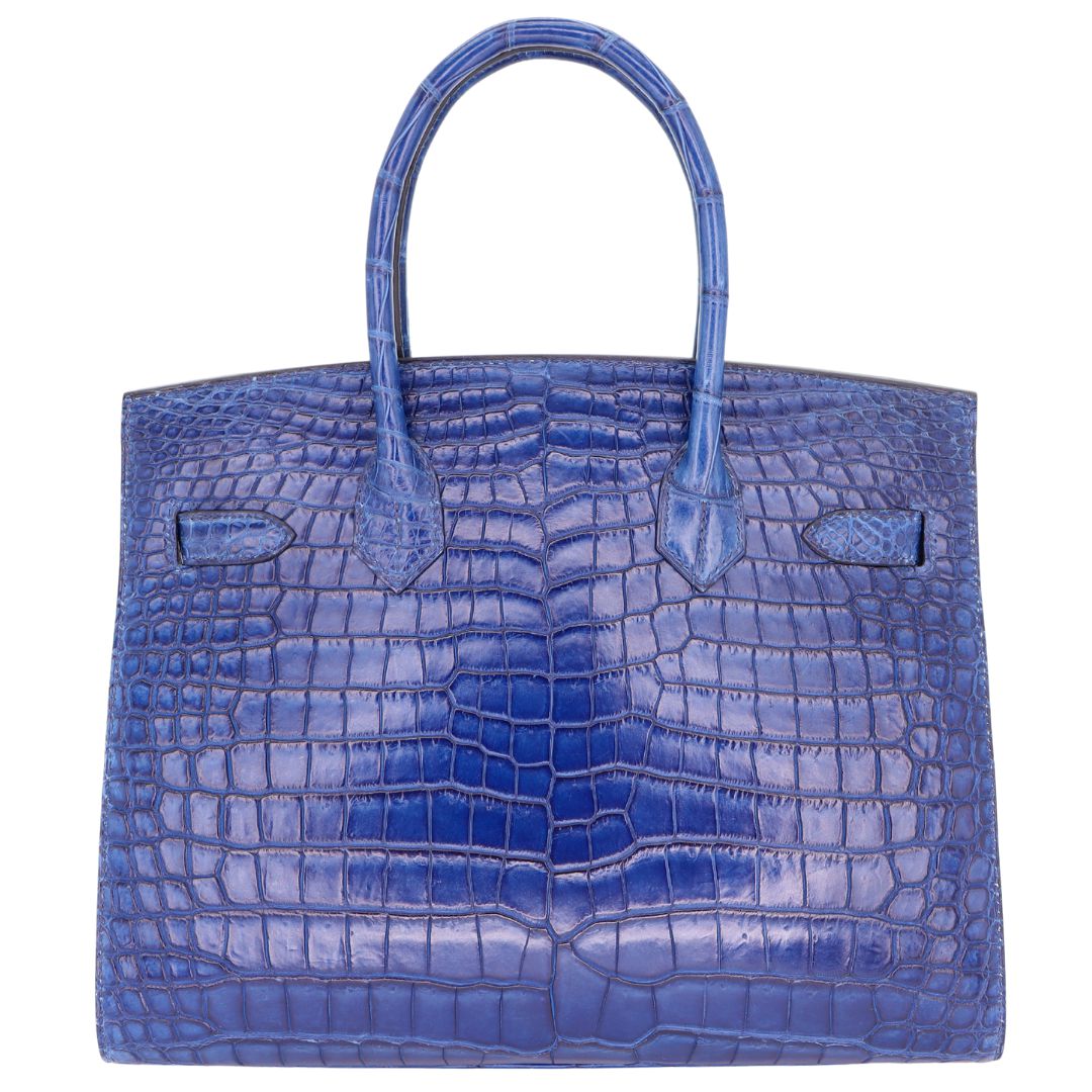 Hermès 30cm Birkin Sellier Indigo Aizome Matte Porosus Crocodile Palladium Hardware