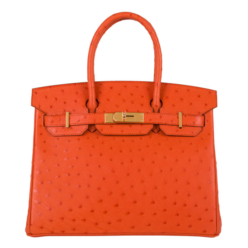 Hermès 30cm Birkin Tangerine Ostrich Gold Hardware