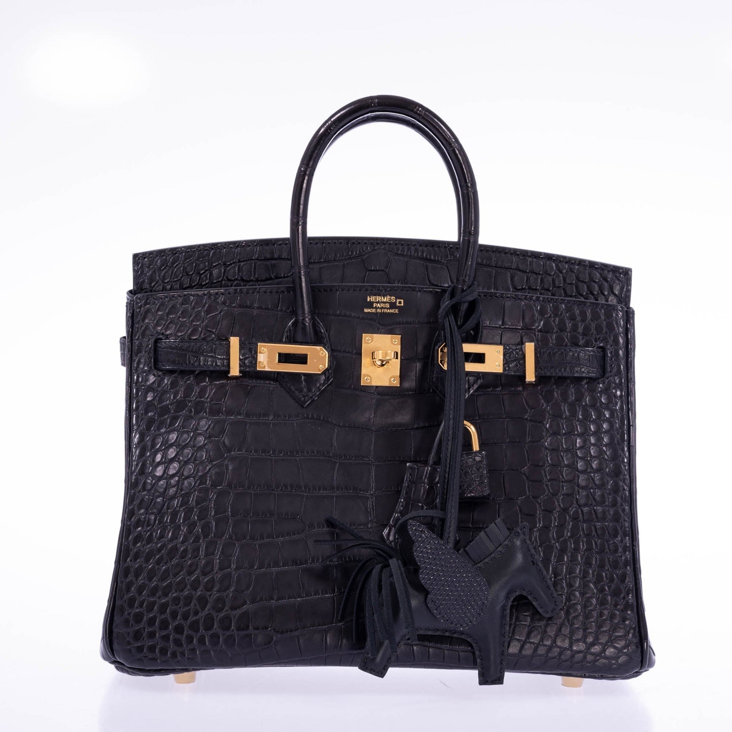 Hermès Birkin 25 Black Matte Alligator Gold Hardware