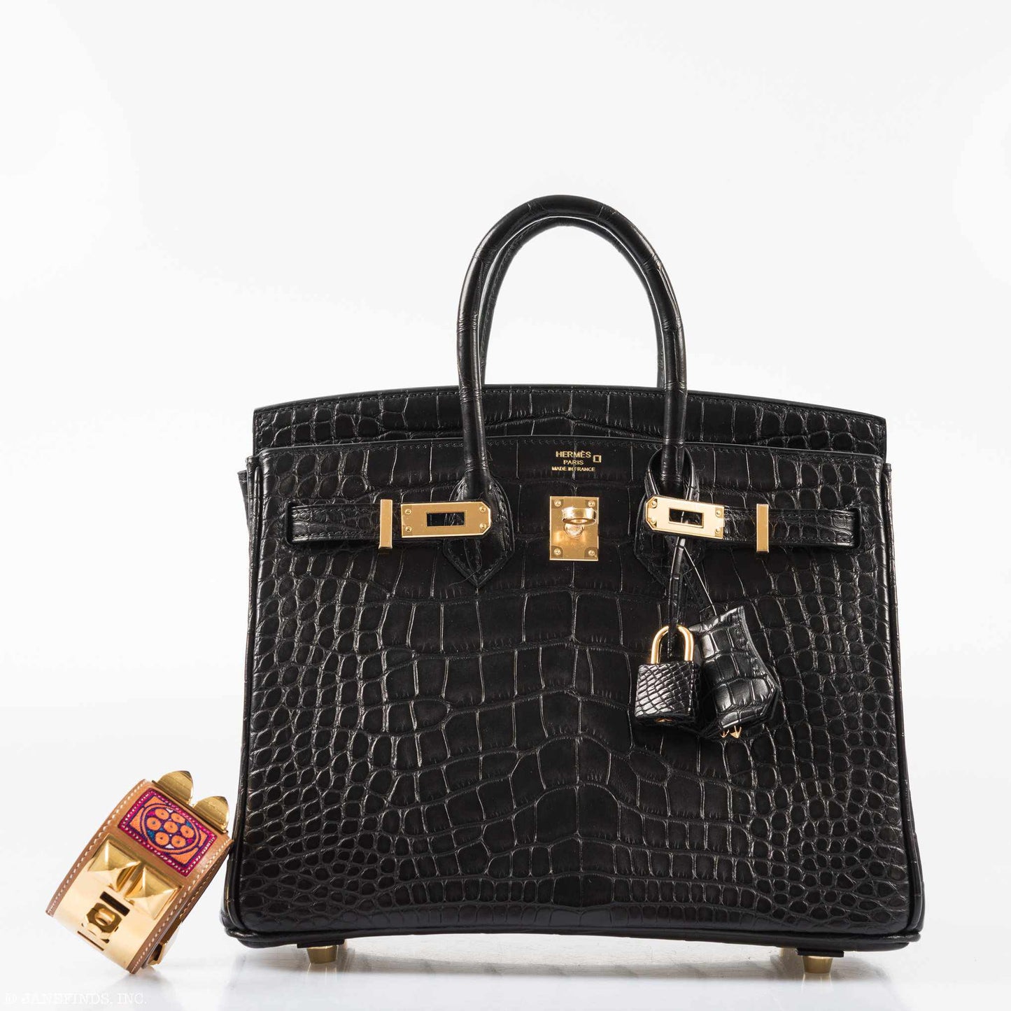 Hermès Birkin 25 Black Matte Alligator Gold Hardware