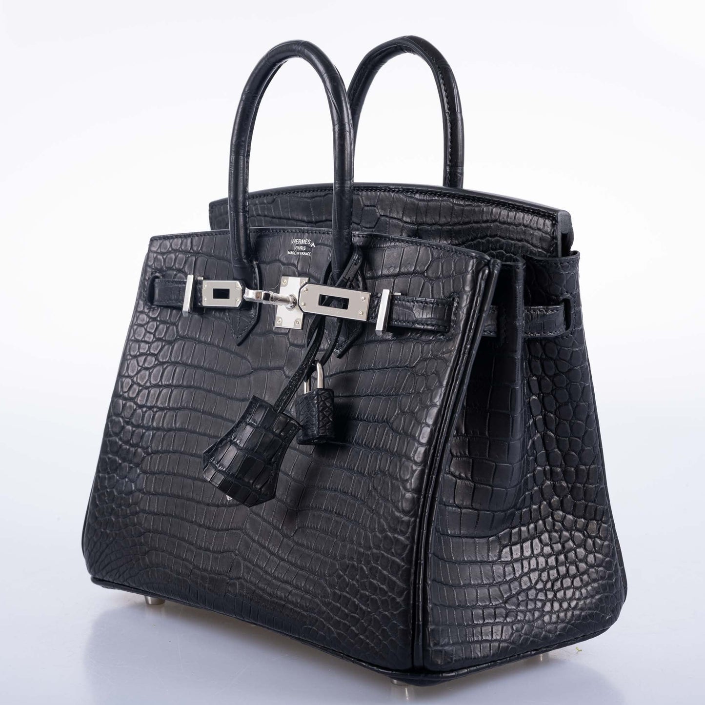 Hermès Birkin 25 Black Matte Porosus Crocodile with Palladium Hardware