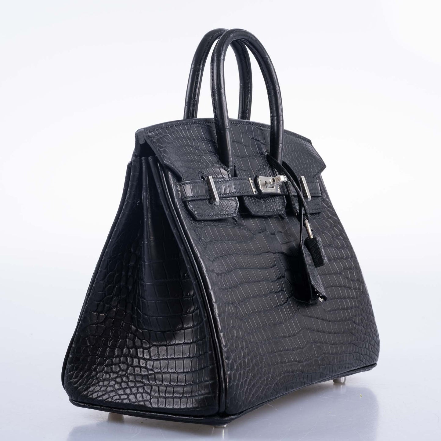 Hermès Birkin 25 Black Matte Porosus Crocodile with Palladium Hardware