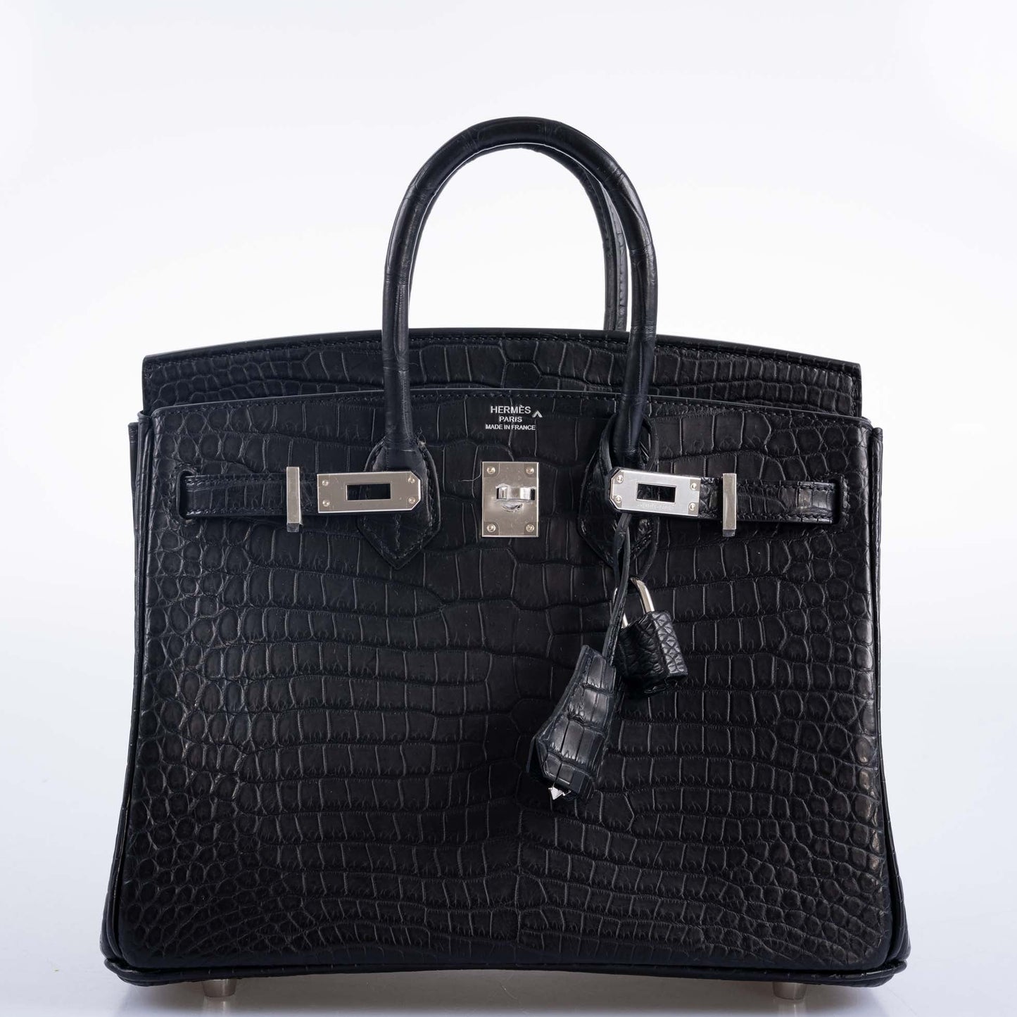Hermès Birkin 25 Black Matte Porosus Crocodile with Palladium Hardware
