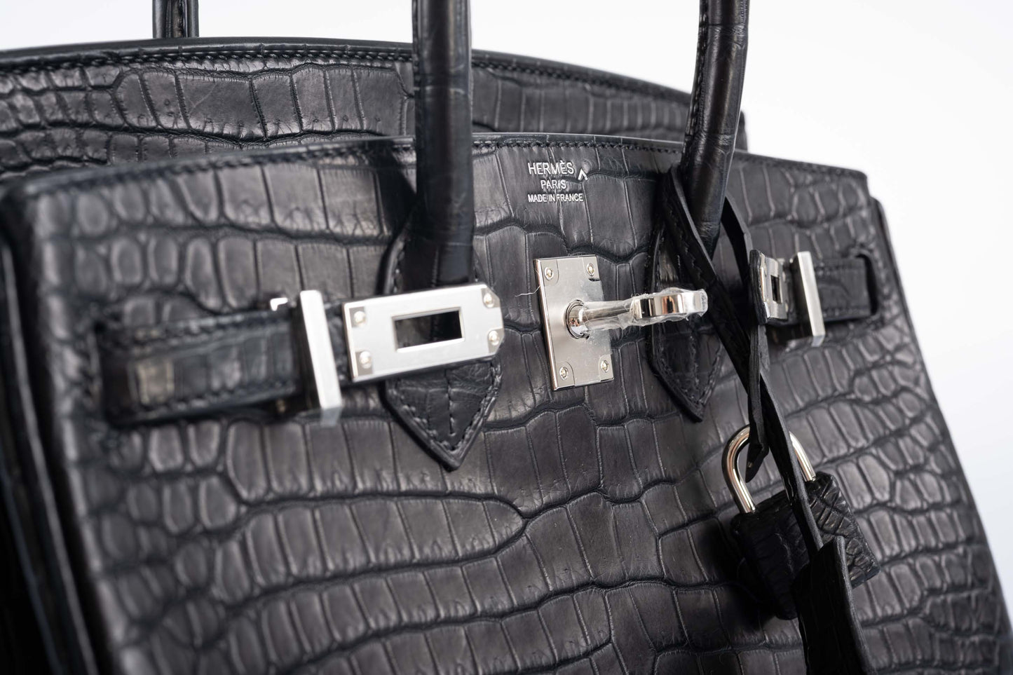 Hermès Birkin 25 Black Matte Porosus Crocodile with Palladium Hardware