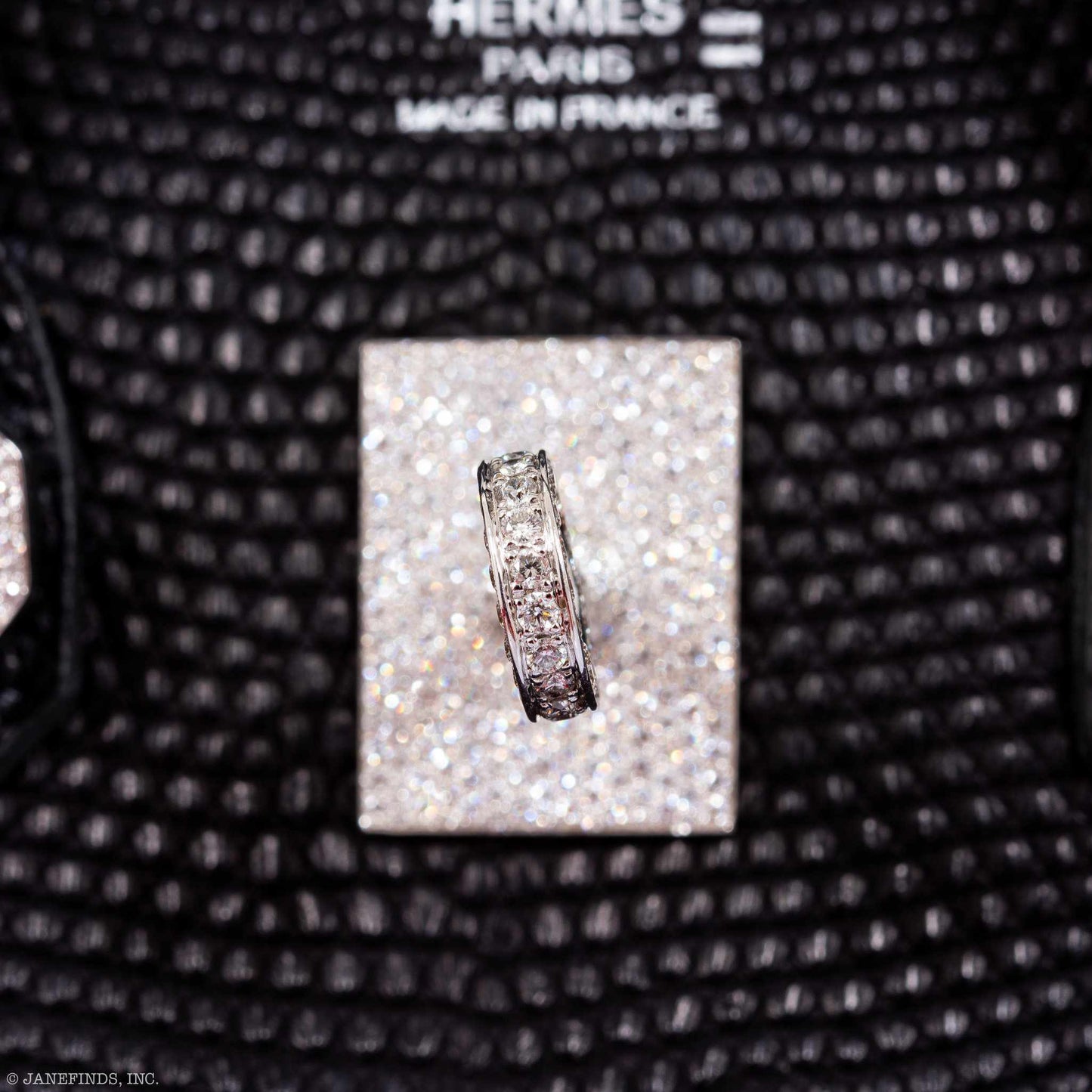 Hermès Birkin 25 Black Salvator Lizard With Jacob & Co. White Gold & Diamond Hardware