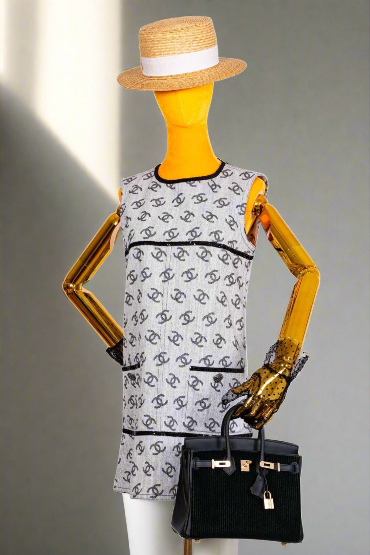 Hermès Birkin 25 Black côte à côte tuffetage and Swift Permabrass Hardware