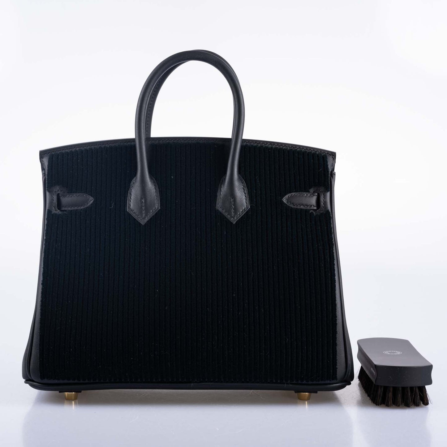 Hermès Birkin 25 Black côte à côte tuffetage and Swift Permabrass Hardware