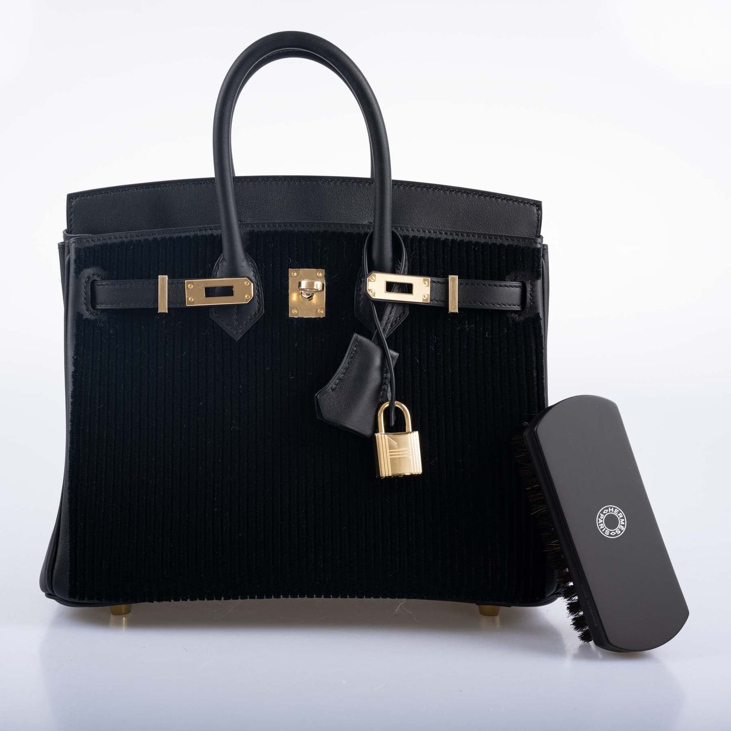 Hermès Birkin 25 Black côte à côte tuffetage and Swift Permabrass Hardware
