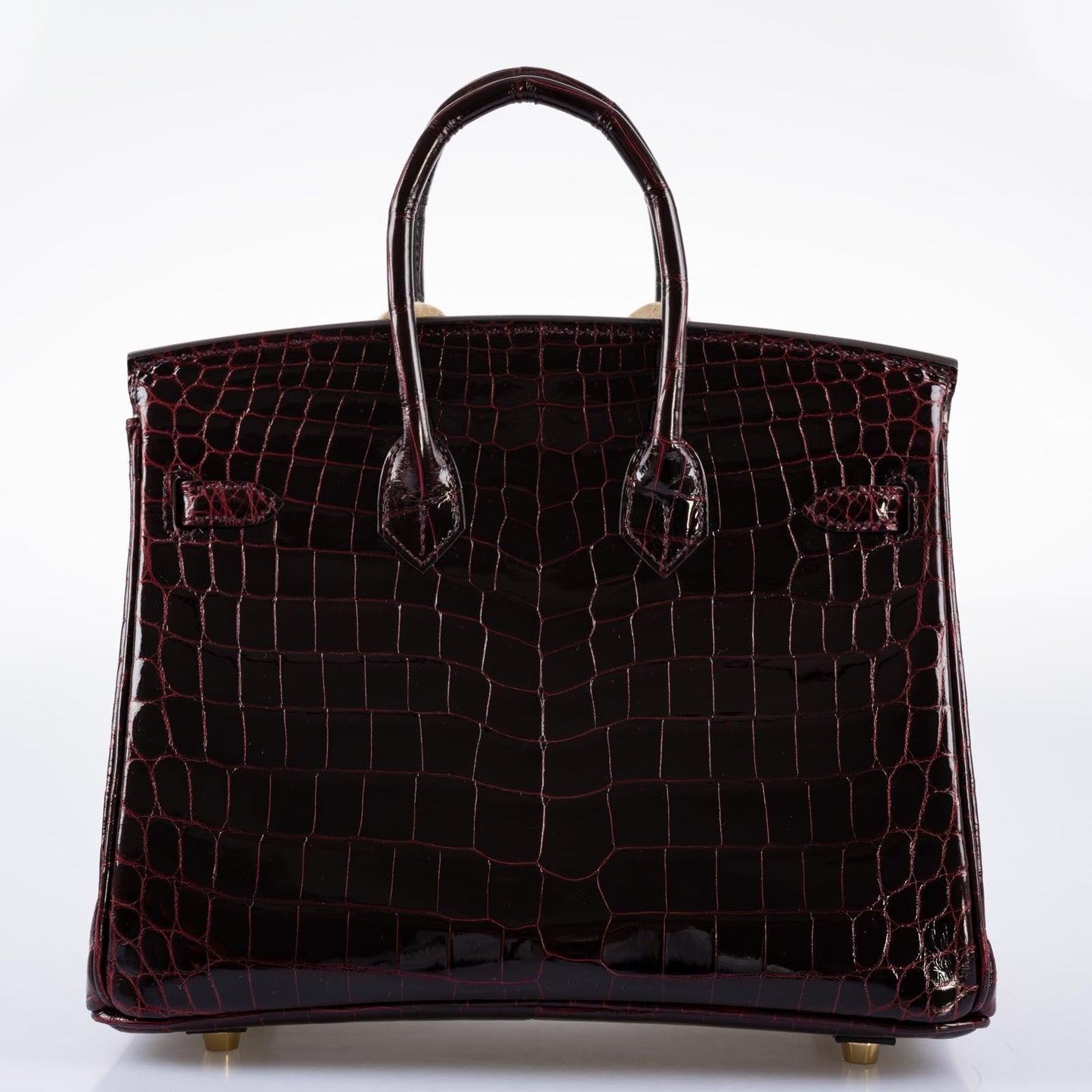 Hermès Birkin 25 Bordeaux Shiny Niloticus Crocodile with Gold Hardware