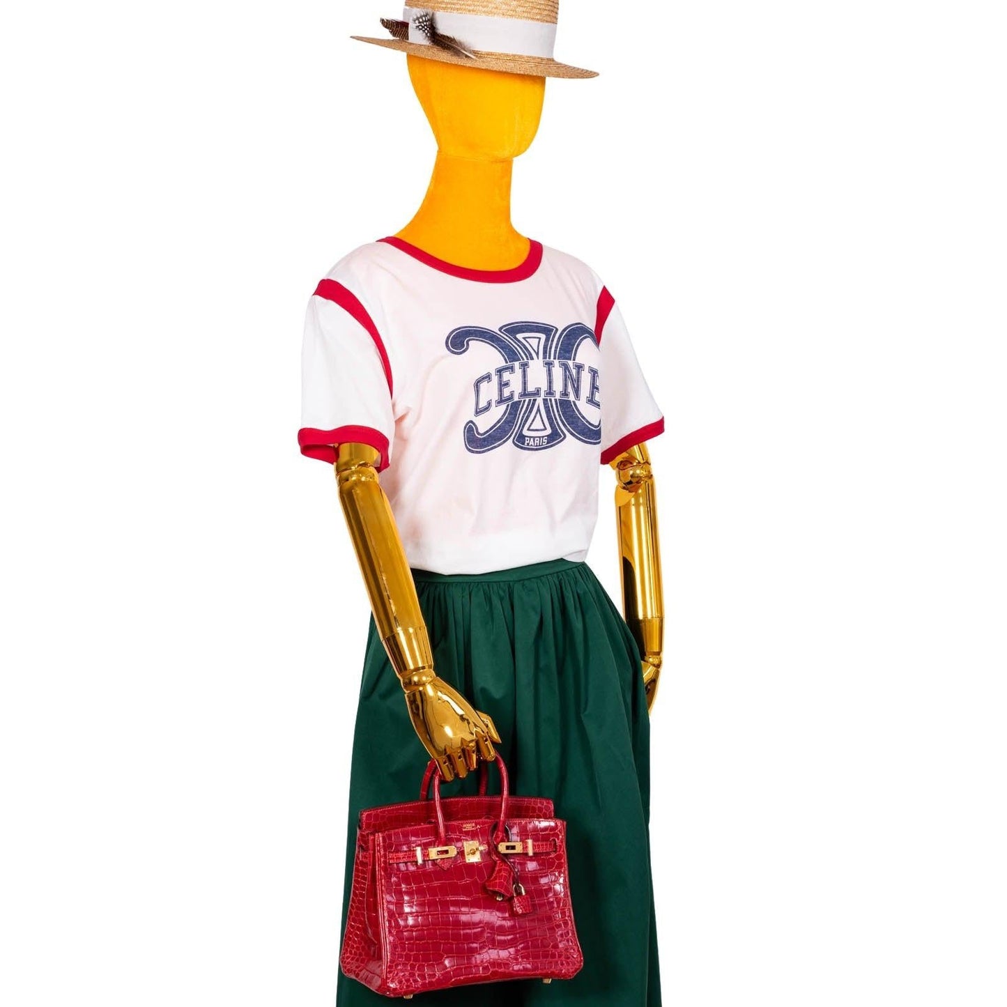 Hermès Birkin 25 Braise Porosus Crocodile with Gold Hardware