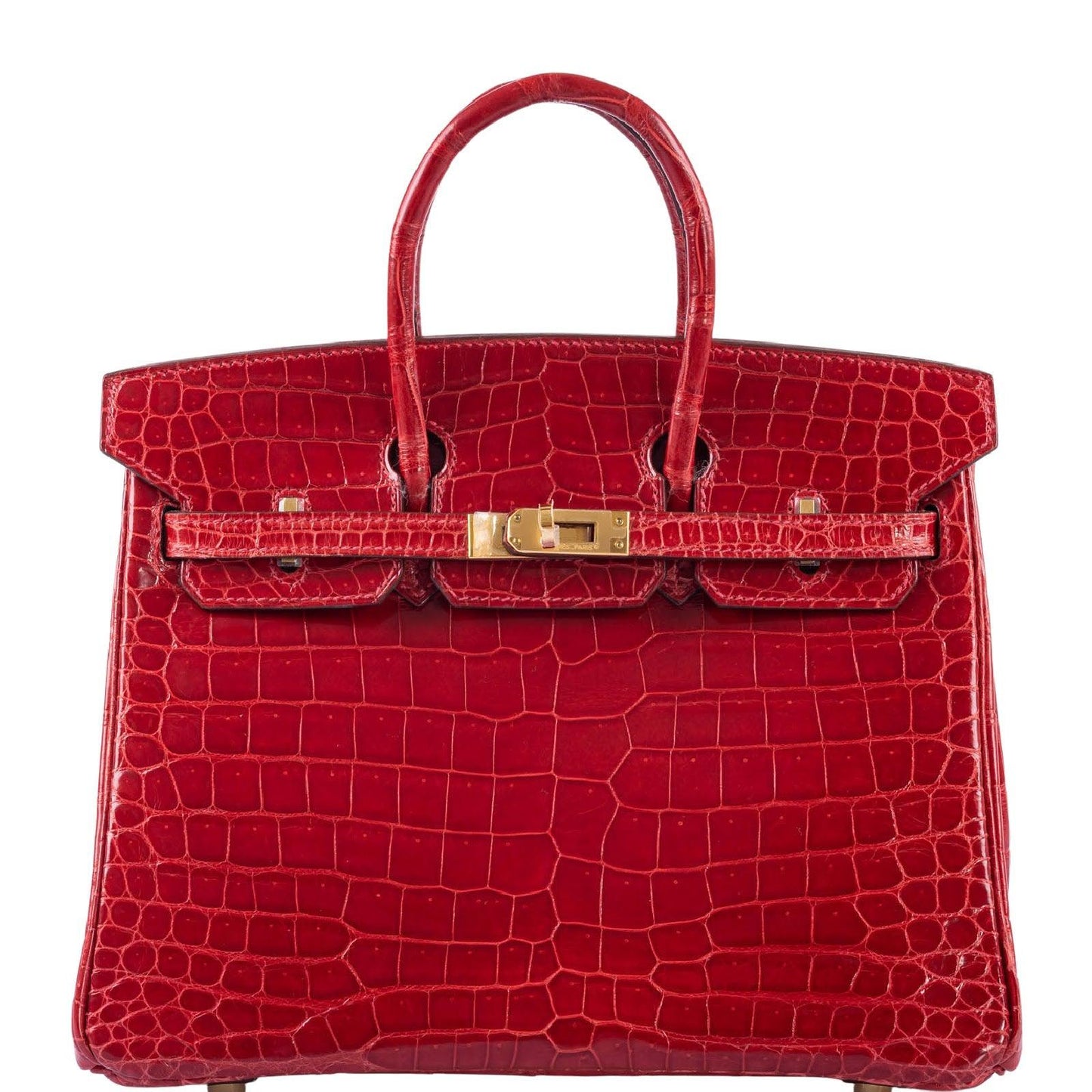 Hermès Birkin 25 Braise Porosus Crocodile with Gold Hardware