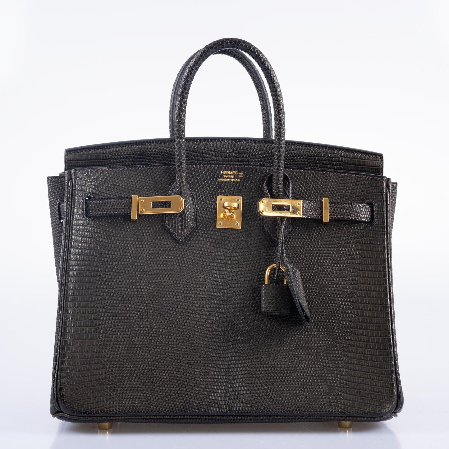 Hermès Birkin 25 Ebene Matte Salvator Lizard Gold Hardware