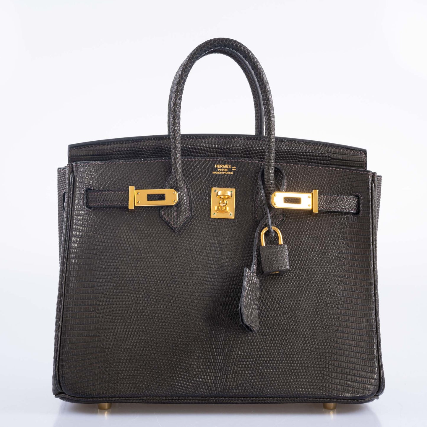 Hermès Birkin 25 Ebene Matte Salvator Lizard Gold Hardware