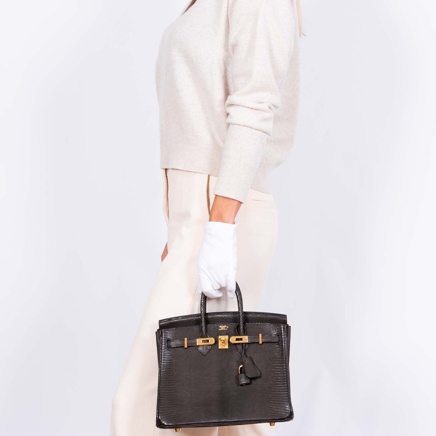 Hermès Birkin 25 Ebene Matte Salvator Lizard Gold Hardware