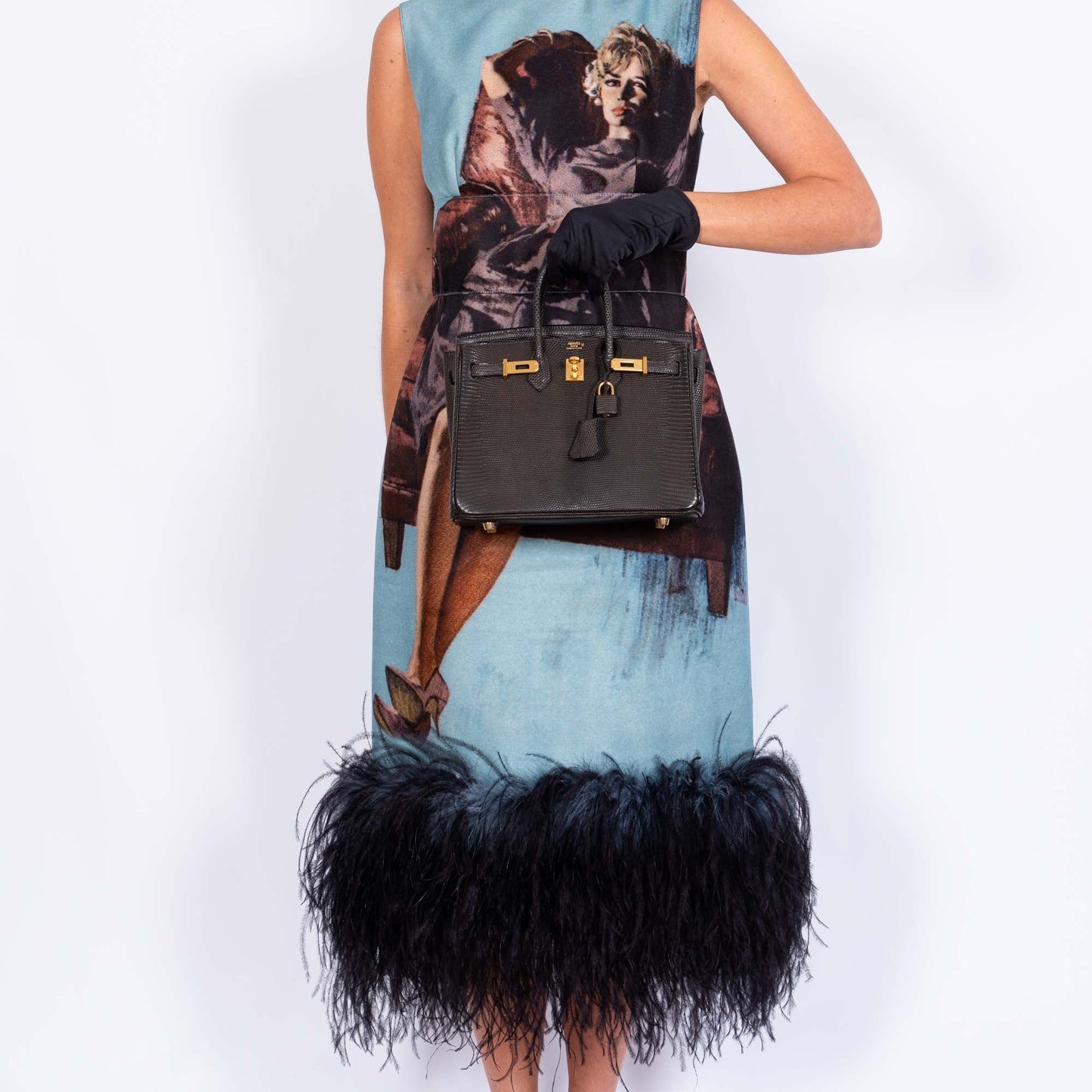 Hermès Birkin 25 Ebene Matte Salvator Lizard Gold Hardware