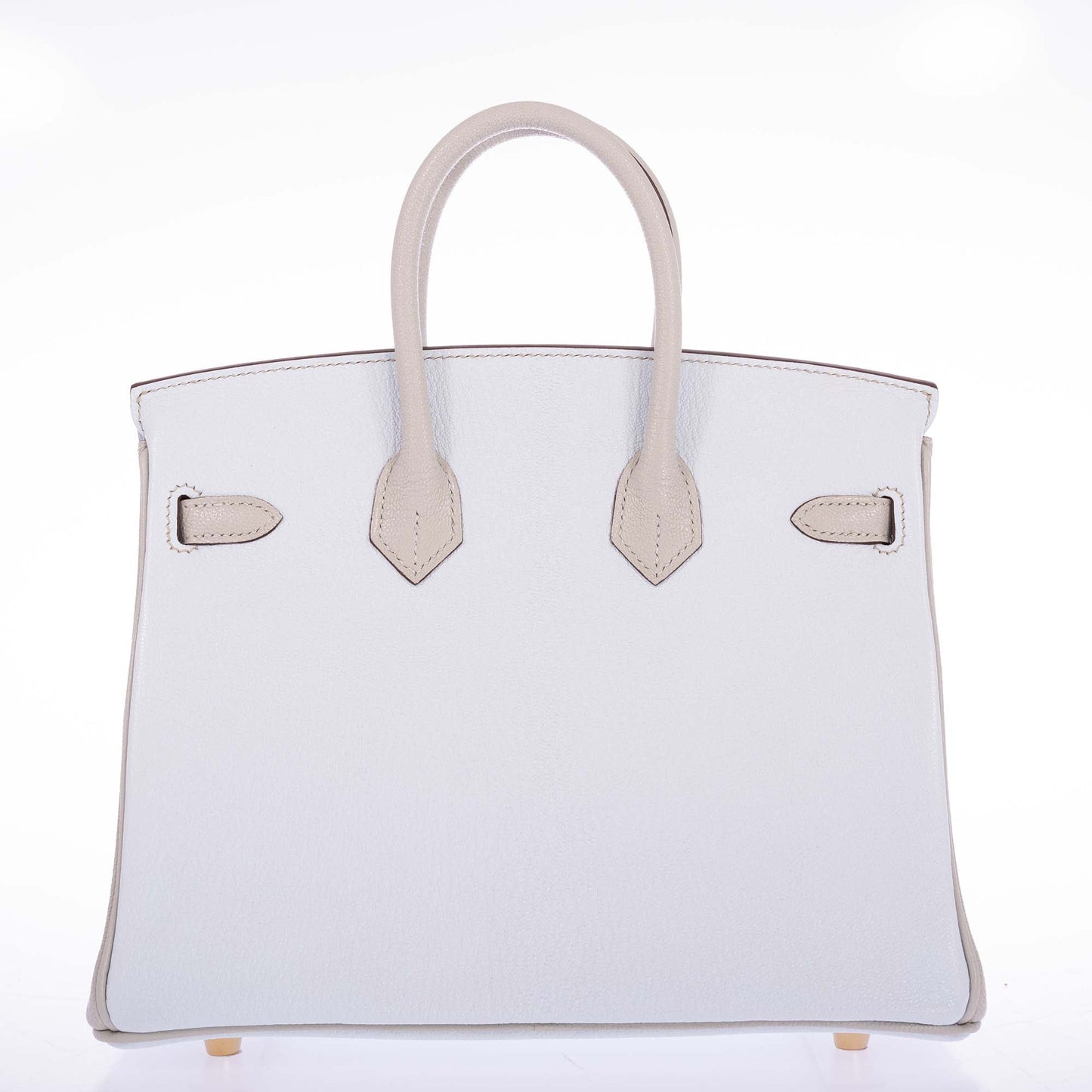 Hermès Birkin 25 HSS Blue Brume and Gris Pale Chèvre with Brushed Gold Hardware