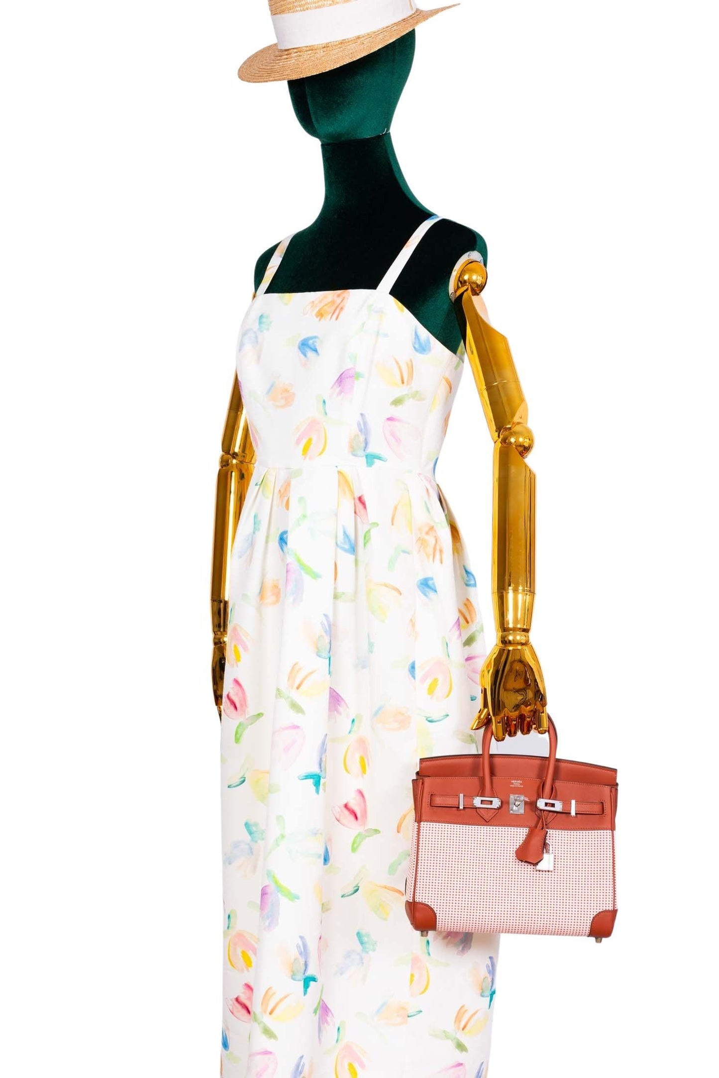Hermès Birkin 25 Limited Edition Brique, Écru, Mauve Sylvestre Toile Quadrille and Terre Battue Swift Leather Palladium Hardware